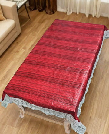 Red Wooden Print Center Table Cloth| Waterproof PVC 4 Seater Center Table Cover for Home Décor| High Thickness, Waterproof & Anti Slip Center Table Cover (Size 40x60, Rectangular, Pack of 1)